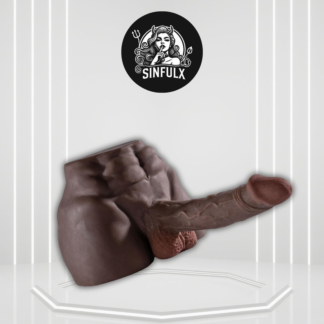 ShadowFlex Black Male Sex Doll Torso 7.5in Dildo 6LB