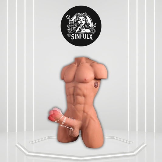 DominexCurve 35LB Male Sex Doll Torso Vibrating 7in Dildo
