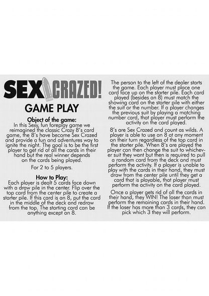 Adult Couples Card Game Like Crazy Sex Crazed