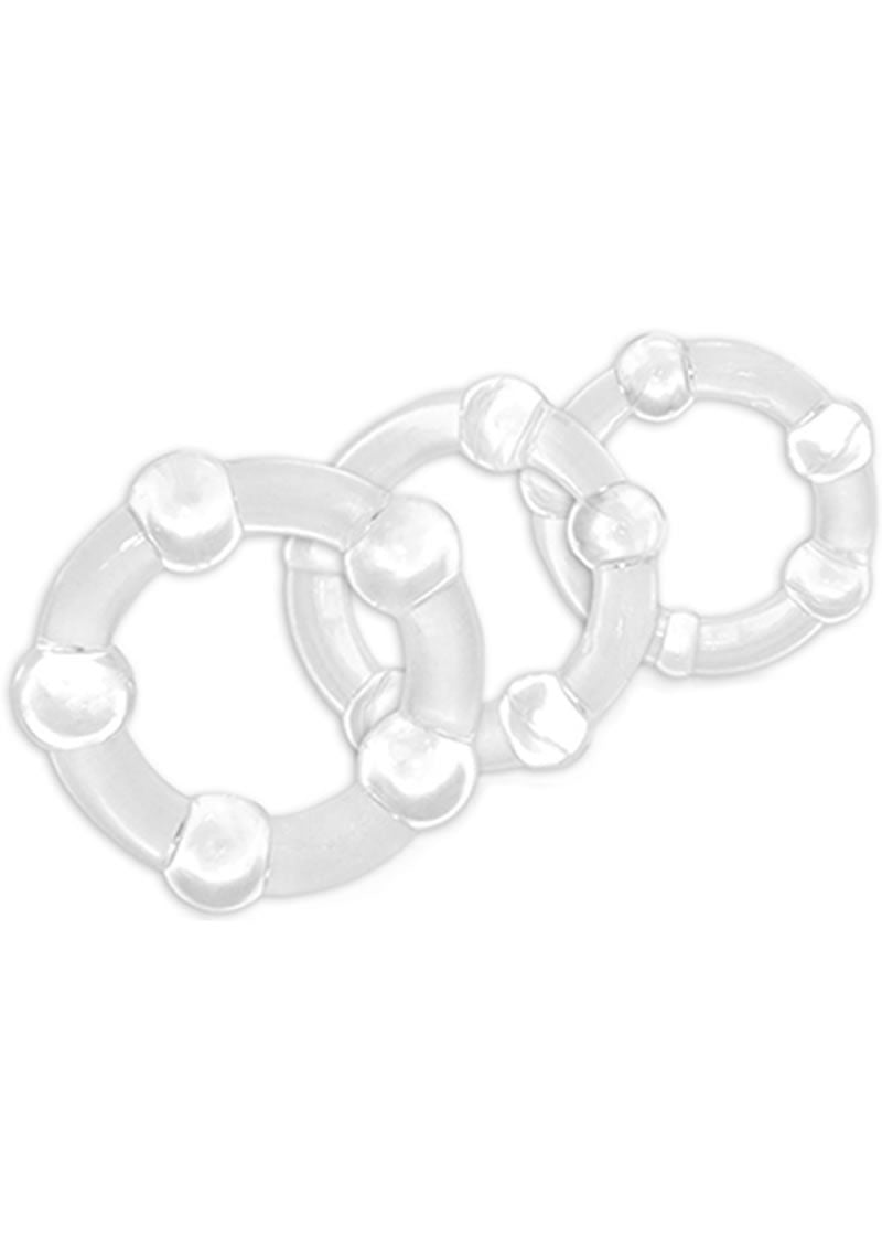 Stay Hard Beaded Cock Rings Textured And Flexible Black Rings