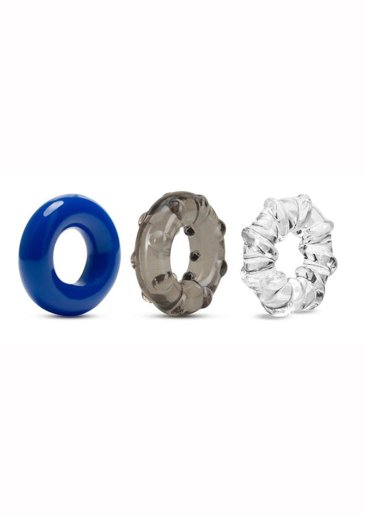 Stay Hard Triple Stretch 3 Pack Cock Rings Superior Strength