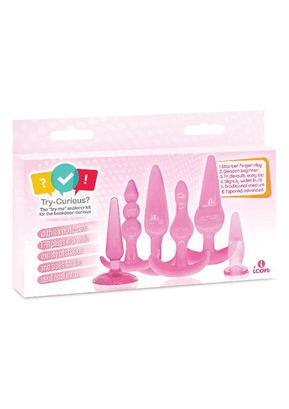 Try-Curious Anal Plug Kit 5 Body-Safe TPR Plugs and Beads